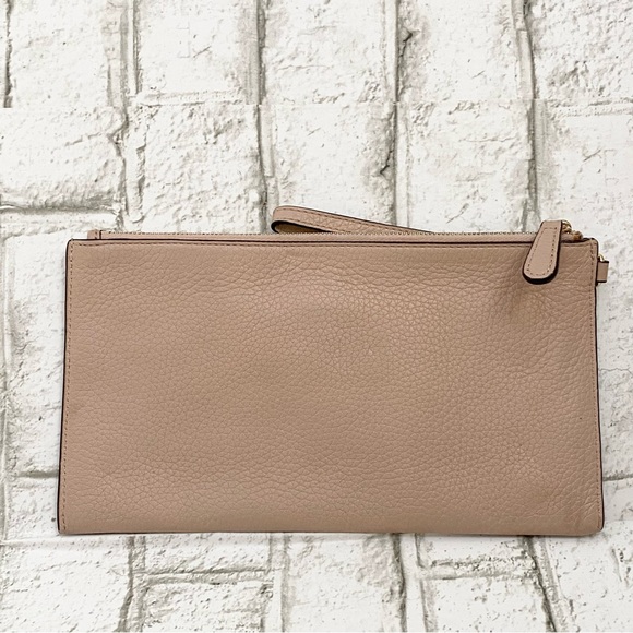 Michael Kors Blush Pink Nude Beige Large Zip Clutch Wallet Wristlet - Picture 2 of 9